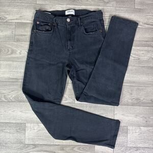 AGOLDE Toni Mid Rise Straight Leg Black Montage Denim Jeans sz 26